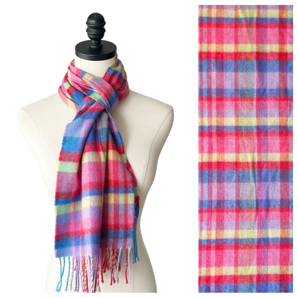 John Hanley Ireland Merino Wool Plaid Scarf